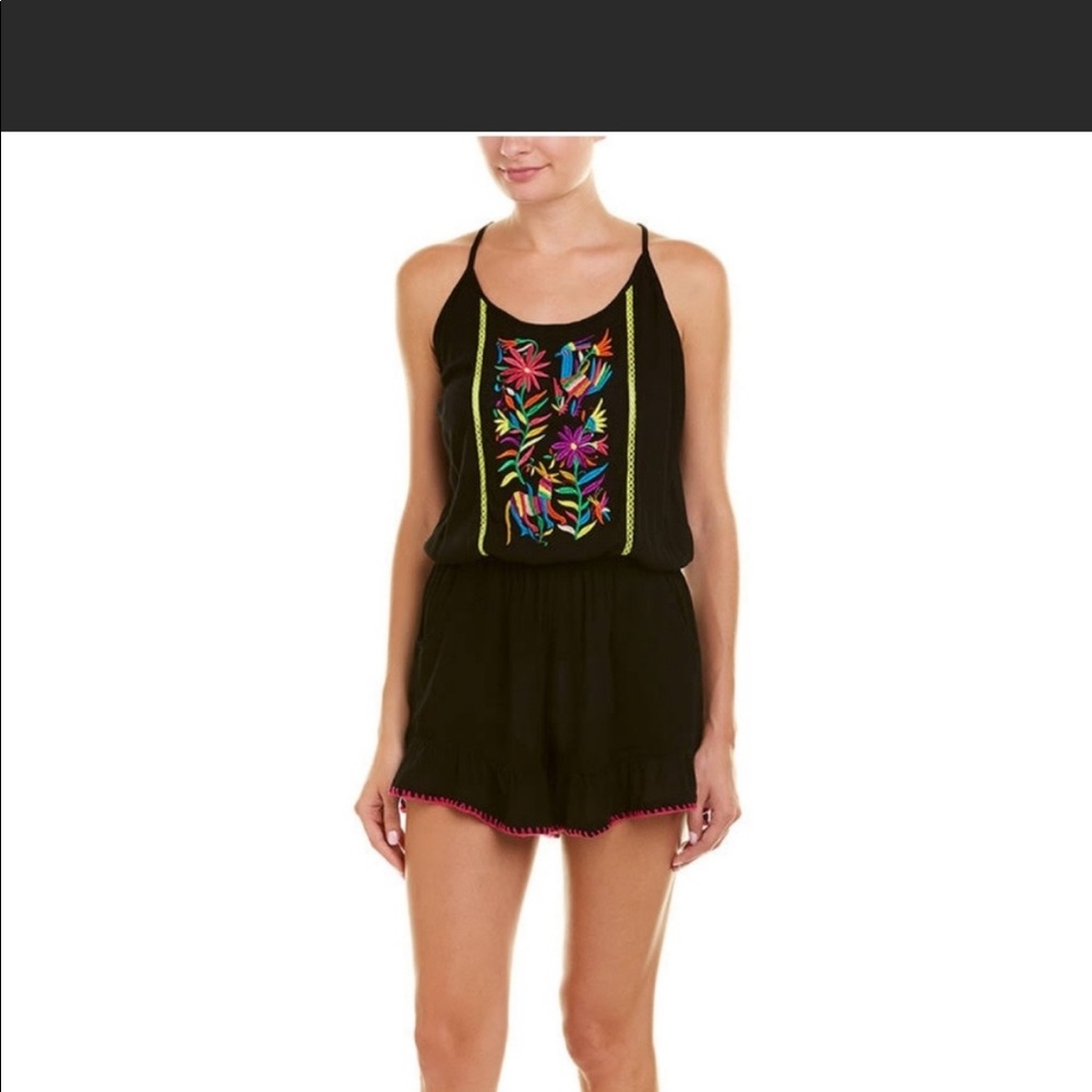 NANETTE LEPORE Isla Marietas Crepe Romper Swim Coverup Multicolor Black Large - Picture 11 of 12